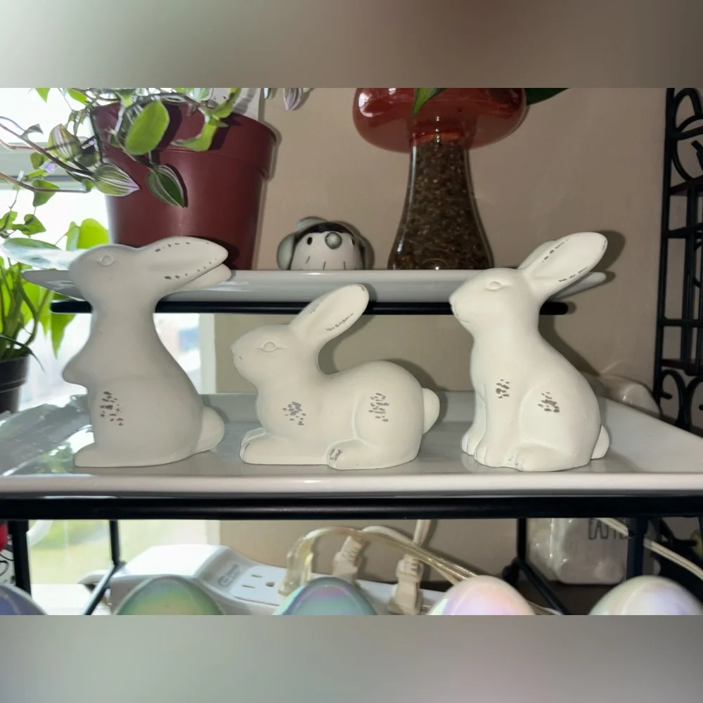 Set of 3 Target Cement Bunny Figures